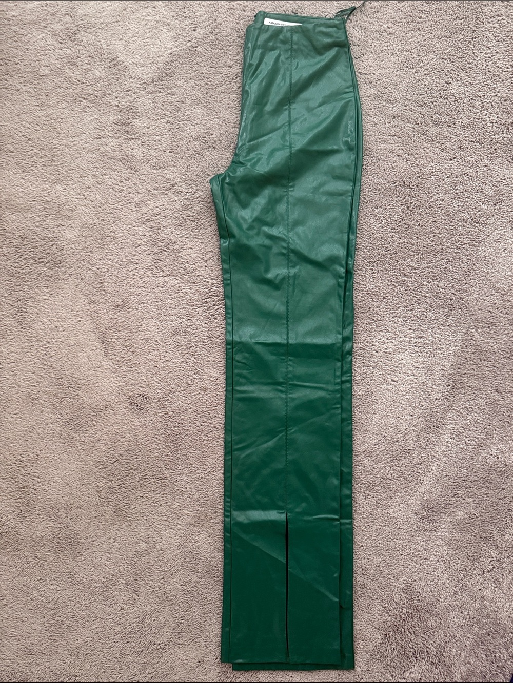Amanda Uprichard Emerald Green Faux Leather Pants